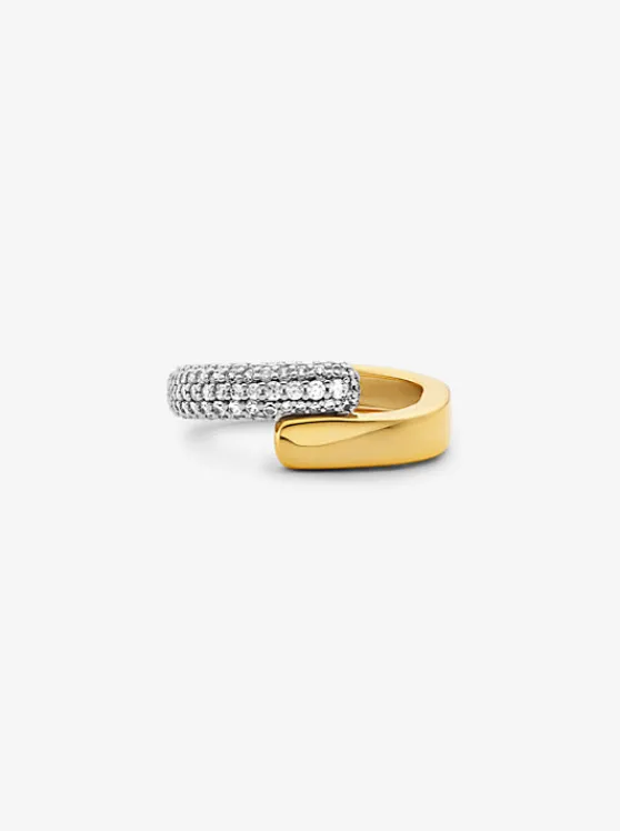 Michael Kors Precious Metal-Plated Sterling Silver and Pavé Ring TWOTONE Outlet