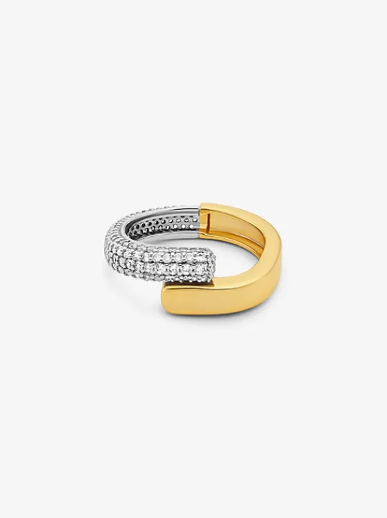 Michael Kors Precious Metal-Plated Sterling Silver and Pavé Ring TWOTONE Outlet