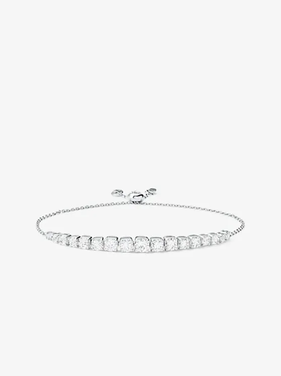 Michael Kors Precious Metal-Plated Sterling Cubic Zirconia Slider Bracelet SILVER Best Sale