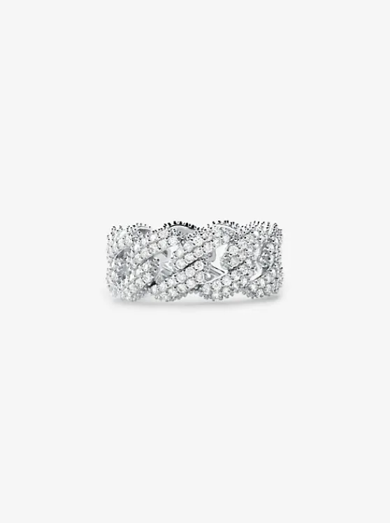 Michael Kors Precious Metal-Plated Sterling Silver Pavé Curb Link Ring | SILVER Shop