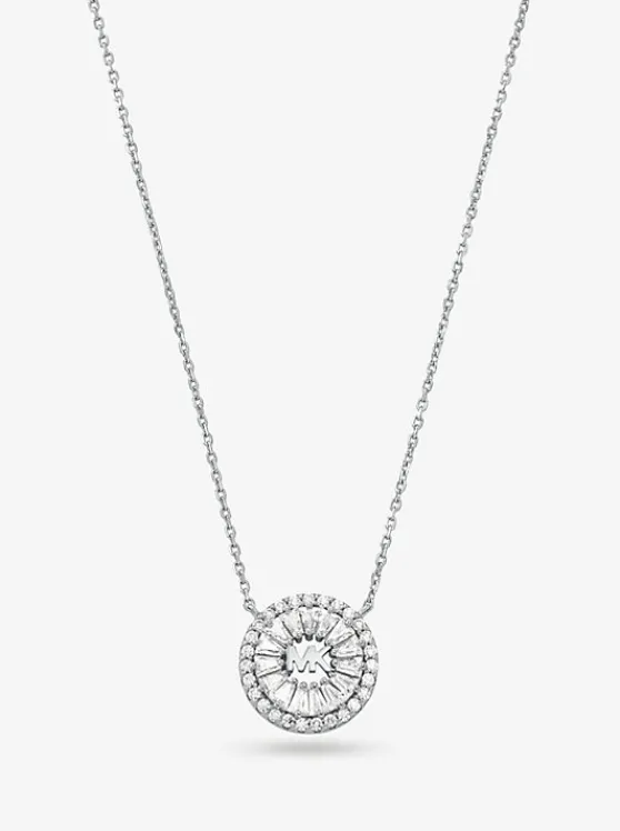 Michael Kors Precious Metal-Plated Sterling Silver Pavé Halo Necklace | SILVER Sale