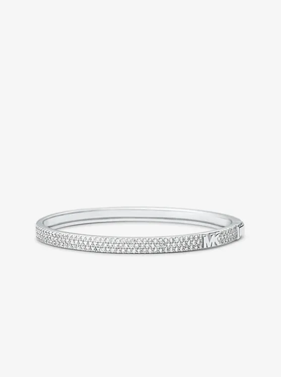 Michael Kors Precious Metal-Plated Sterling Pavé Logo Bangle SILVER Fashion