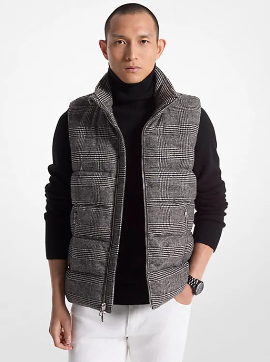 Michael Kors Prince of Wales Quilted Vest BLACK Sale