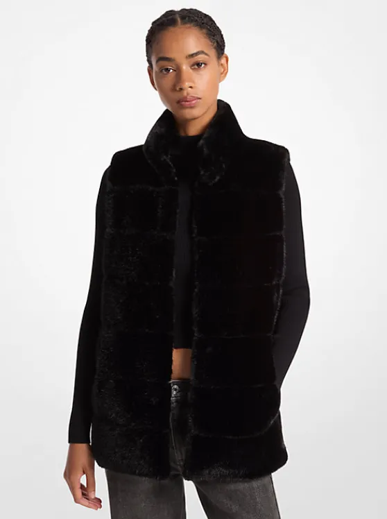 Michael Kors Quilted Faux Fur Vest | BLACK Store