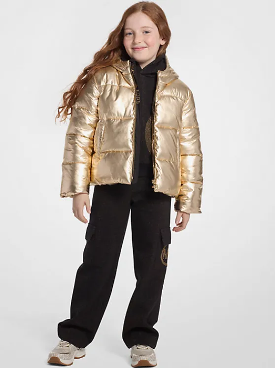 Michael Kors Quilted Metallic Puffer Jacket Best Sale