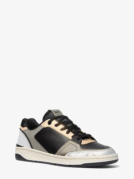 Michael Kors Rebel Color-Block Leather Sneaker BLACKCOMBO New