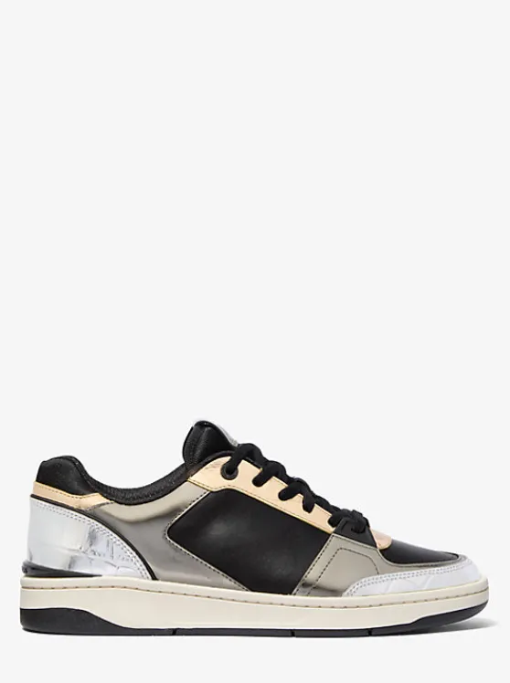 Michael Kors Rebel Color-Block Leather Sneaker BLACKCOMBO New