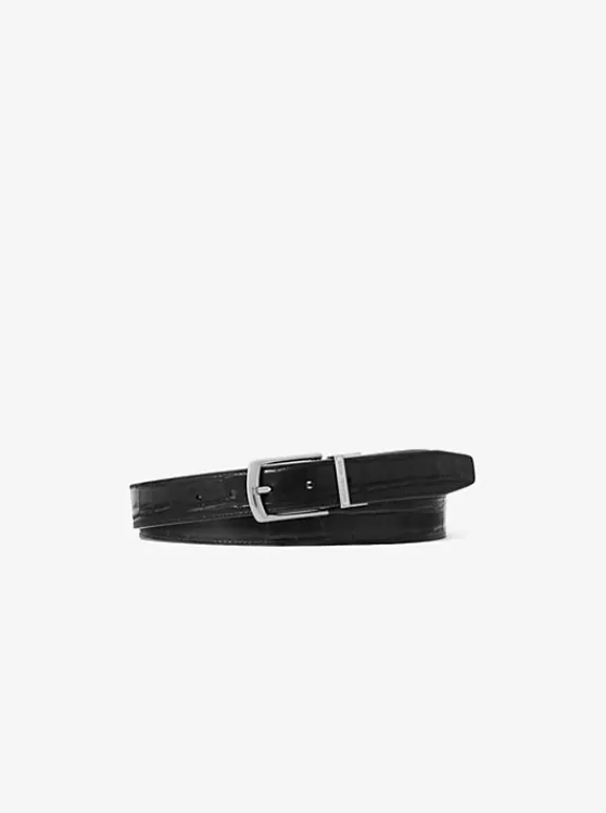 Michael Kors Reversible Leather and Snake Embossed Belt BLACK Online