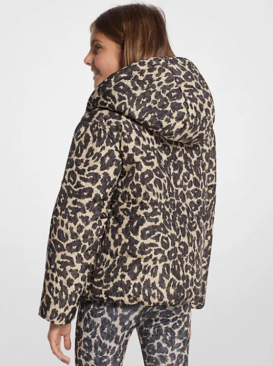 Michael Kors Reversible Leopard Logo Puffer Jacket CAMEL/BLACK Store