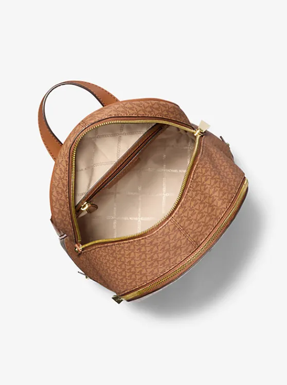 Michael Kors Rhea Medium Color-Block Logo Backpack LUGGAGE Clearance