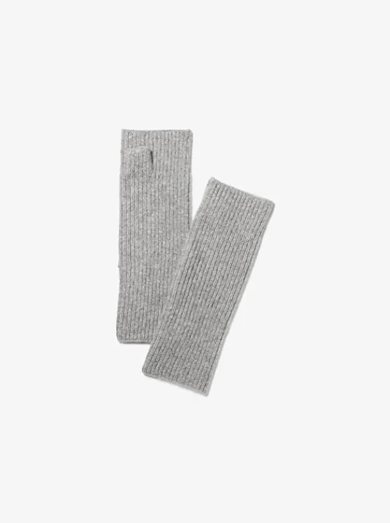 Michael Kors Ribbed Cashmere Fingerless Gloves PEARLGREY Cheap