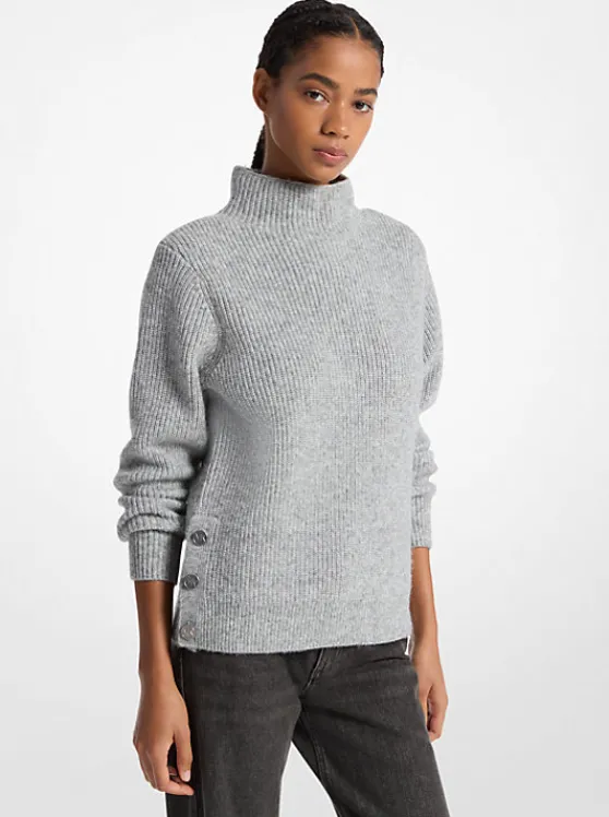 Michael Kors Ribbed Funnel Neck Sweater PEARLHEATHER Outlet