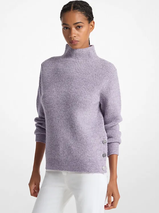 Michael Kors Ribbed Funnel Neck Sweater SWEETLILAC Clearance