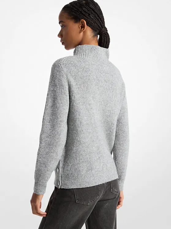 Michael Kors Ribbed Funnel Neck Sweater PEARLHEATHER Outlet