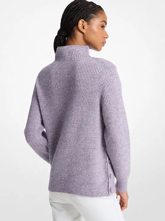 Michael Kors Ribbed Funnel Neck Sweater SWEETLILAC Clearance