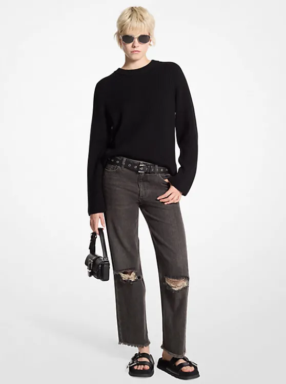 Michael Kors Ribbed Merino Wool Sweater | BLACK Best