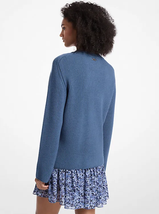 Michael Kors Ribbed Merino Wool Sweater DKCHAMBRAY Flash Sale