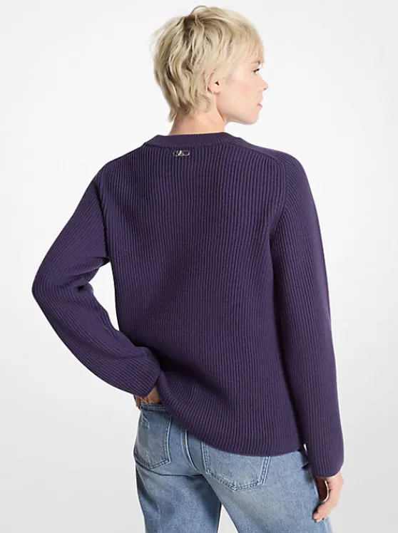 Michael Kors Ribbed Merino Wool Sweater DARKIRIS Best