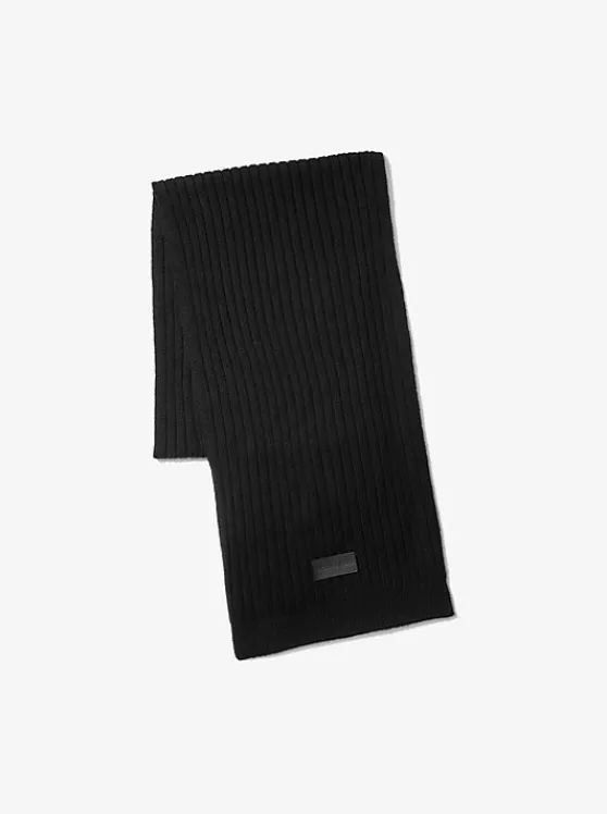 Michael Kors Ribbed Wool Scarf BLACK Cheap