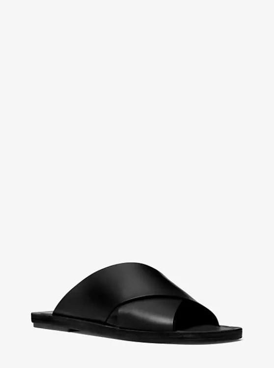 Michael Kors Ruth Leather Slide Sandal BLACK Shop