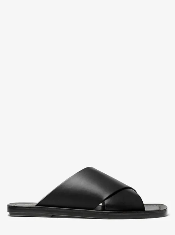 Michael Kors Ruth Leather Slide Sandal BLACK Shop