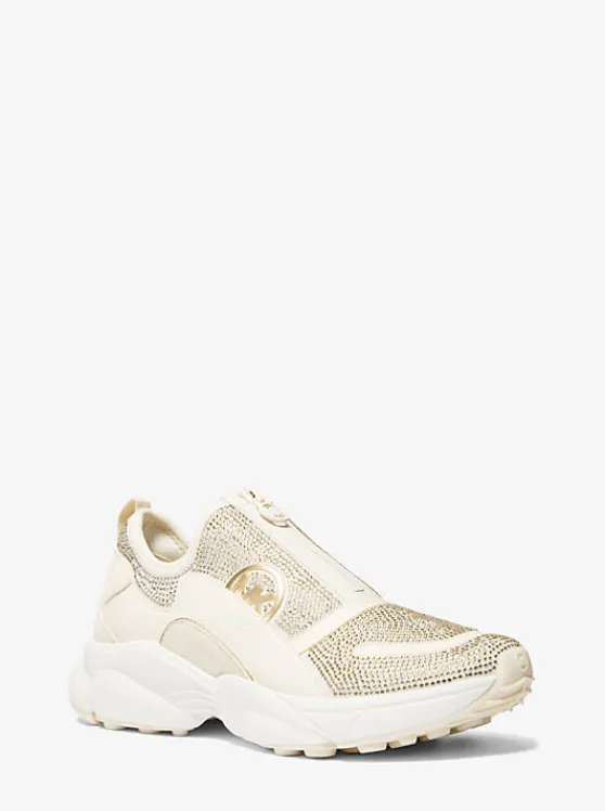 Michael Kors Sami Embellished Scuba Zip-Up Trainer CREAM Online