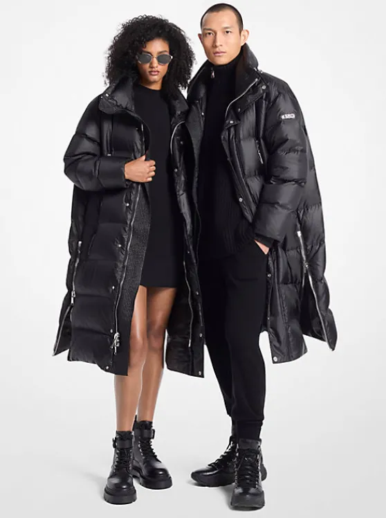 Michael Kors Satin Ciré Puffer Coat BLACK Outlet