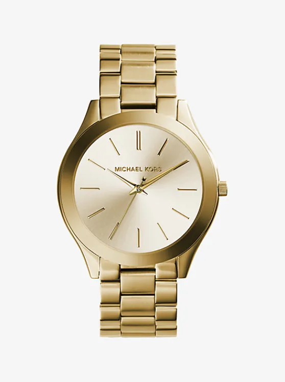 Michael Kors Slim Runway -Tone Stainless Steel Watch GOLD Fashion