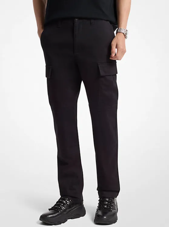 Michael Kors Slim-Fit Cotton Blend Sateen Cargo Pants BLACK Outlet