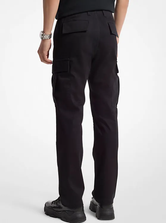 Michael Kors Slim-Fit Cotton Blend Sateen Cargo Pants BLACK Outlet