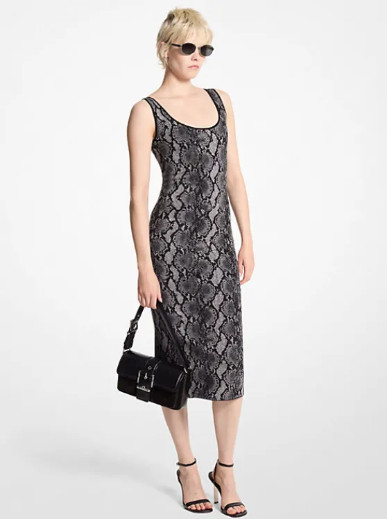 Michael Kors Snake Print Jacquard Dress BLACK Best