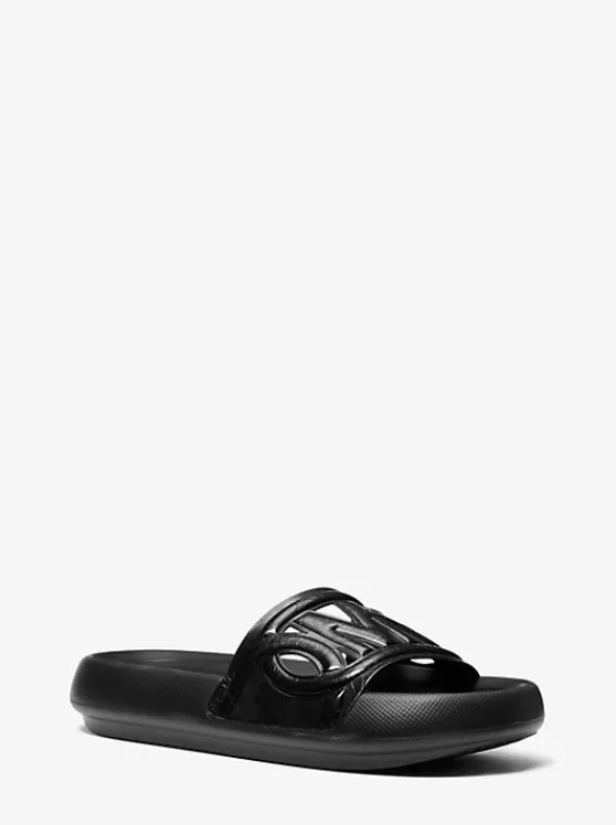 Michael Kors Splash Leather Slide Sandal BLACK Outlet