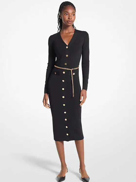 Michael Kors Stretch Knit Belted Dress | BLACK Shop