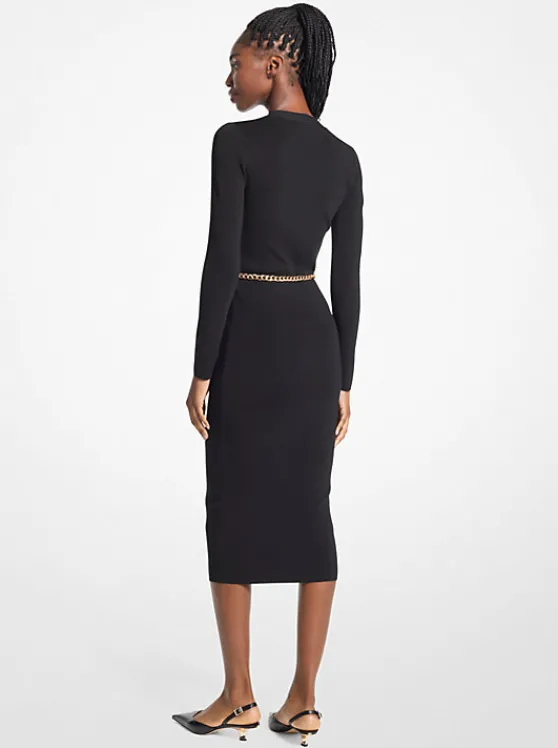 Michael Kors Stretch Knit Belted Dress | BLACK Shop