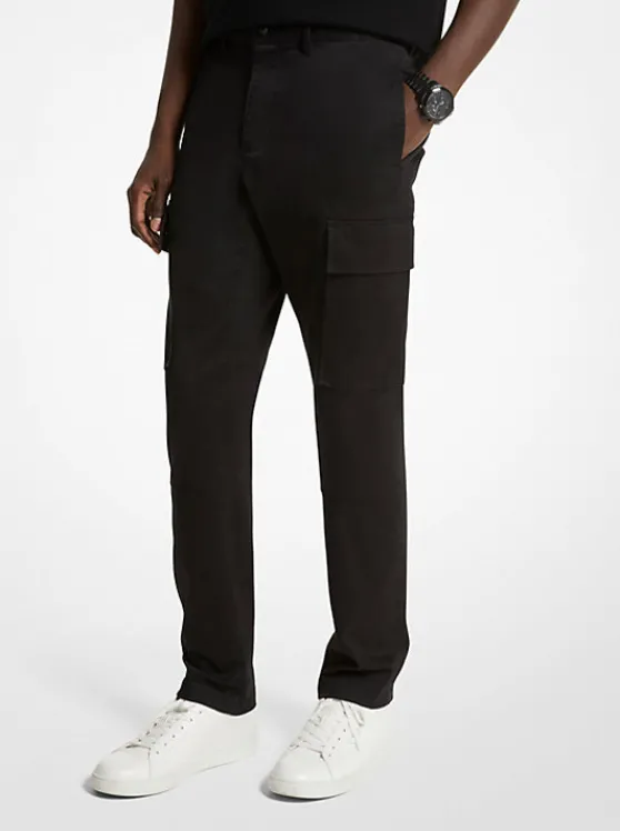 Michael Kors Stretch Organic Cotton Cargo Pants BLACK Best Sale