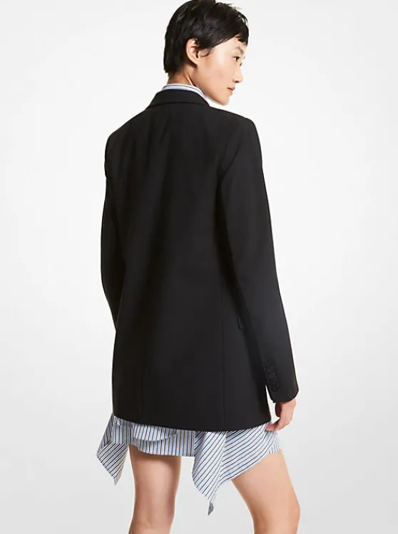 Michael Kors Stretch Wool Boyfriend Blazer BLACK New