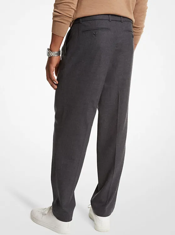 Michael Kors Stretch Wool Flannel Belted Trousers CHARCOAL Sale