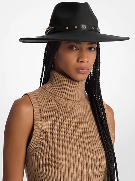 Michael Kors Studded Wool Fedora BLACK Shop