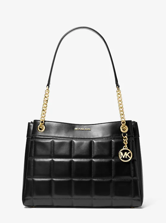 Michael Kors Susan Medium Quilted Leather Tote Bag | BLACK Online