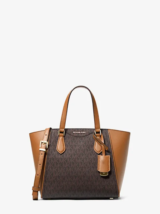 Michael Kors Taryn Small Signature Logo and Leather Convertible Crossbody Bag BRN/ACORN Clearance