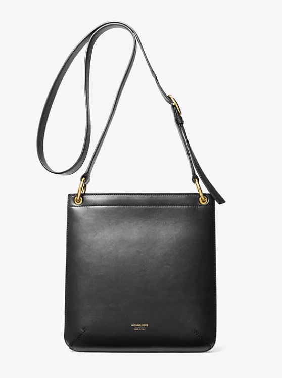 Michael Kors Tate Small Leather Messenger Bag | BLACK Online