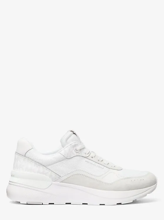 Michael Kors Trevor Mixed-Media Trainer BRIGHTWHT Fashion