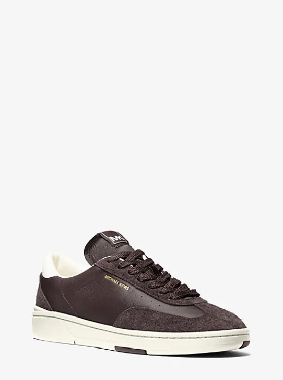 Michael Kors Wilton Leather and Suede Sneaker CHOCOLATE Clearance