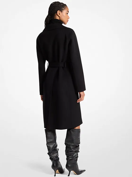 Michael Kors Wool Blend Wrap Coat BLACK Online