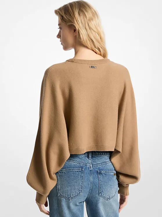 Michael Kors Wool Dolman-Sleeve Sweater CAFE Sale