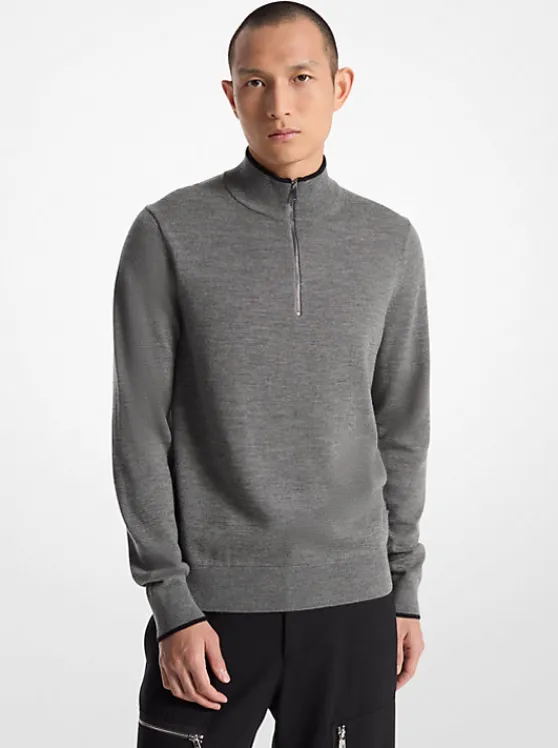 Michael Kors Wool Half-Zip Sweater ASH Online