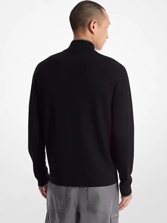 Michael Kors Wool Half-Zip Sweater BLACK Cheap