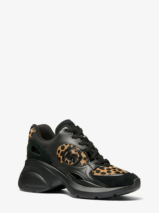 Michael Kors Zuma Cheetah Print Calf Hair and Leather Trainer HUSKMULTI Clearance