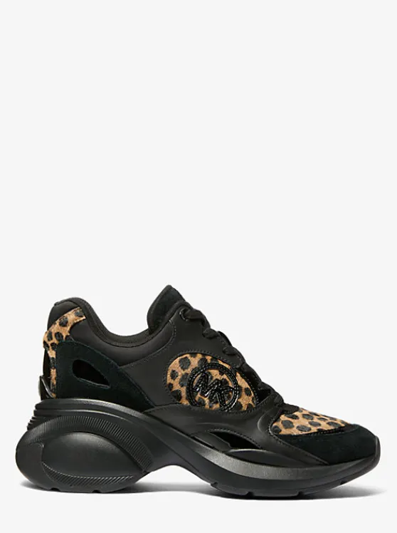 Michael Kors Zuma Cheetah Print Calf Hair and Leather Trainer HUSKMULTI Clearance